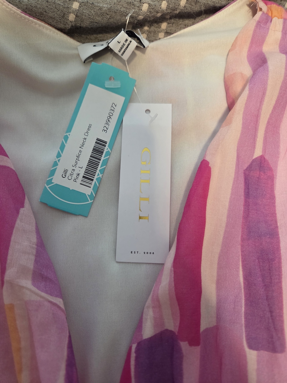 Gilli Pink, Purple & Orange Abstract Tie-Waist Midi Dress - Picture 3 of 3